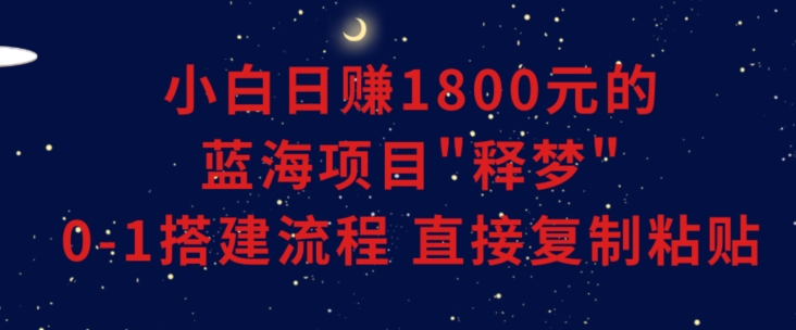 小白能日赚1800元的蓝海项目”释梦”0-1搭建流程可直接复制粘贴长期做-KJ分享