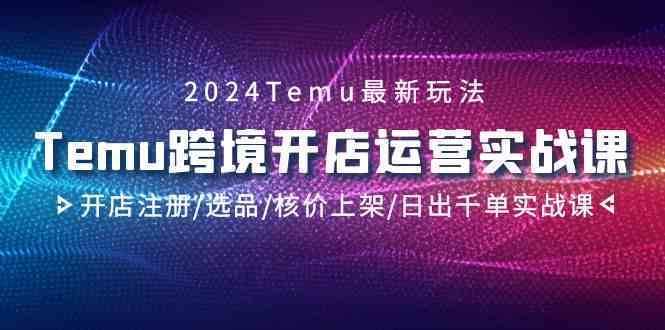 2024Temu跨境开店运营实战课，开店注册/选品/核价上架/日出千单实战课-KJ分享