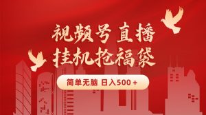 最新视频号直播挂机抢福袋项目,简单无脑,批量产出实物,轻松日入500+-KJ分享
