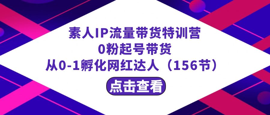 繁星·计划素人IP流量带货特训营：0粉起号带货 从0-1孵化网红达人（156节）-KJ分享