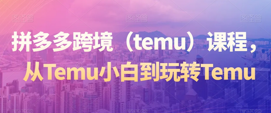 拼多多跨境（temu）课程，从Temu小白到玩转Temu-KJ分享