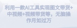 利用一款AI工具实现图文带货+中视频+视频带货等，无脑操作月如过万-KJ分享