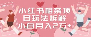小红书相亲项目玩法拆解，有人通过这个副业项目做到了月收入2万多-KJ分享