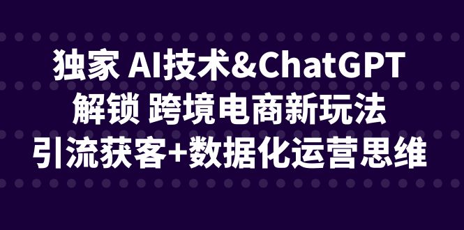 [跨境电商]独家 AI技术&ChatGPT解锁 跨境电商新玩法，引流获客+数据化运营思维-KJ分享