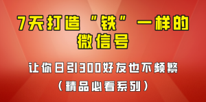 [引流变现]7天养出“铁”一样的微信号，日引300粉不频繁，方法价值880元！-KJ分享