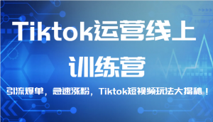 Tiktok运营线上训练营，引流爆单，急速涨粉，Tiktok短视频玩法大揭秘！-KJ分享