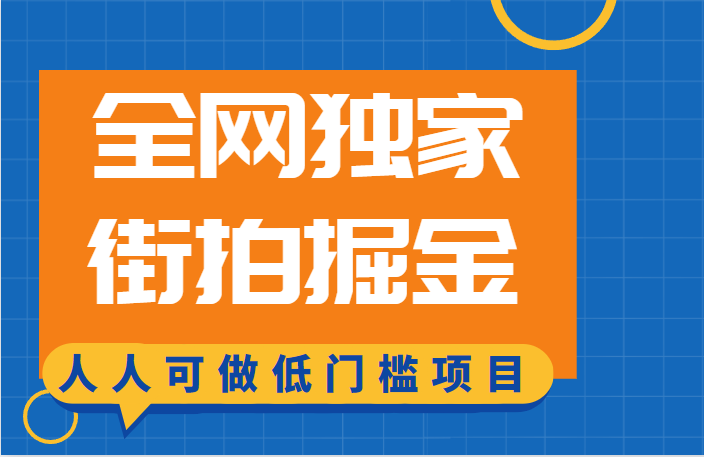 全网独家一街拍掘金，低门槛人人可做的赚钱项目-KJ分享