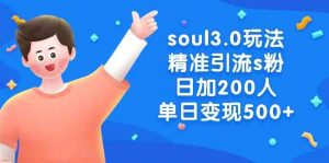 soul3.0玩法精准引流s粉，日加200人单日变现500+-KJ分享