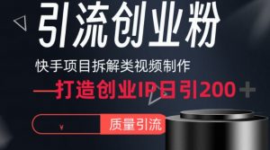 快手项目拆解类视频详细制作流程打造个人IP，单日引流200+高质量创业粉-KJ分享