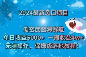 2024最新风口项目，低密度蓝海赛道，单日收益5000+，一周收益4w+！-KJ分享