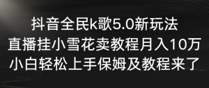 抖音全民k歌5.0新玩法，直播挂小雪花卖教程月入10万，小白轻松上手，保…-KJ分享