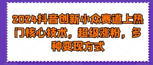 2024抖音创新小众赛道上热门核心技术，超级涨粉，多种变现方式-KJ分享