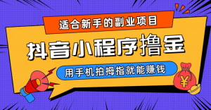 抖音小程序撸金项目，用手机每天拍个拇指挂载一下小程序就能赚钱-KJ分享