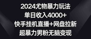 2024尤物暴力玩法 单日收入4000+快手挂机直播+网盘拉新 超暴力男粉无脑变现-KJ分享
