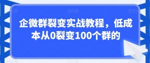 企微群裂变实战教程，低成本从0裂变100个群的-KJ分享