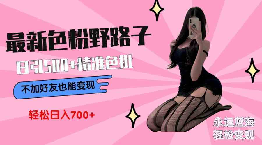 最新色粉变现野路子，日引500+老色批 可不加好友直接变现 小白轻松日入700+-KJ分享
