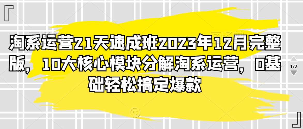 淘系运营21天速成班2023年12月完整版，10大核心模块分解淘系运营，0基础轻松搞定爆款-KJ分享