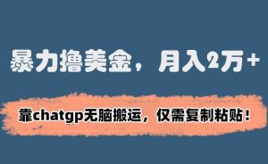 暴力撸美金，月入2万+！靠chatgp无脑搬运，仅需复制粘贴【揭秘】-KJ分享