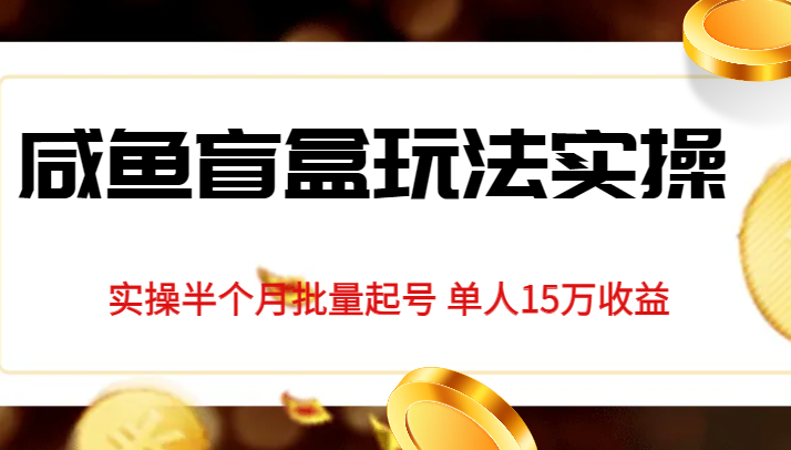 独家首发咸鱼盲盒玩法实操，半个月批量起号单人15万收益揭秘-KJ分享