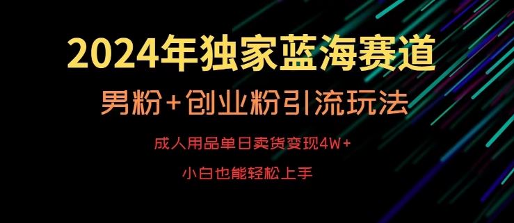 2024年独家蓝海赛道，成人用品单日卖货变现4W+，男粉+创业粉引流玩法，不愁搞不到流量【揭秘】-KJ分享