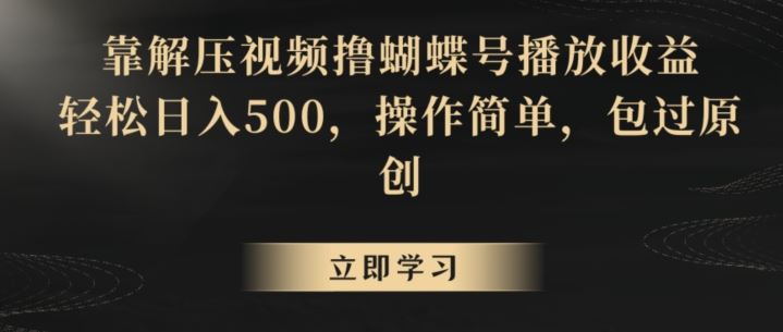 靠解压视频撸蝴蝶号播放收益，轻松日入500，操作简单，包过原创【揭秘】-KJ分享