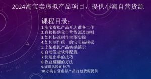 2024淘宝卖虚拟产品项目,提供小淘自营货源-KJ分享