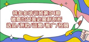 拼多多培训班第34期：做高价女装必盈利剖析选品/测款/运营/推广/拓展-KJ分享