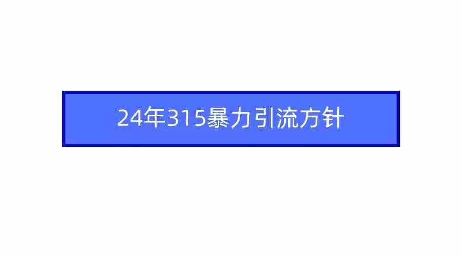 2024年315暴力引流方针-KJ分享