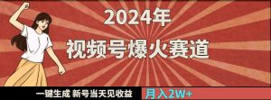 2024年视频号爆火赛道，一键生成，新号当天见收益，月入20000+-KJ分享
