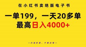 在小红书卖绝版电子书，一单199 一天最多搞20多单，最高日入4000+教程+资料-KJ分享