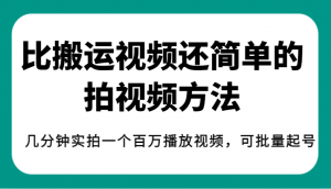 揭秘！比搬运视频还简单的拍视频方法，几分钟实拍一个百万播放视频，可批量起号-KJ分享