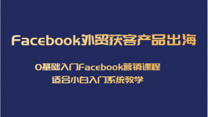 Facebook外贸获客产品出海，0基础入门Facebook营销课程，适合小白入门系统教学-KJ分享