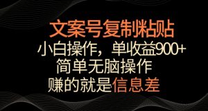 文案号掘金，简单复制粘贴，小白操作，单作品收益900+-KJ分享