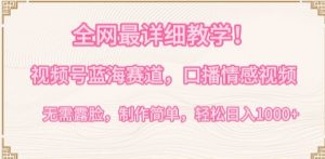 全网最详细教学，视频号蓝海赛道，口播情感视频，无需露脸，制作简单，轻松实现日入1000+-KJ分享