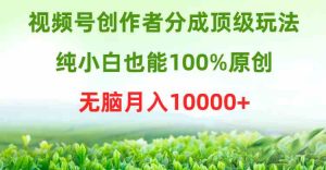 视频号创作者分成顶级玩法，纯小白也能100%原创，无脑月入10000+-KJ分享