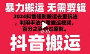 2024最新抖音搬运技术，抖音短剧视频去重，手法搬运，利用工具去重，达到秒过原创的效果-KJ分享