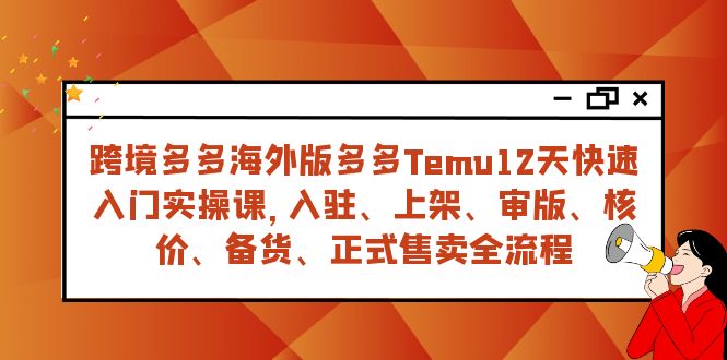 跨境多多海外版多多Temu12天快速入门实战课，从入驻 上架到正式售卖全流程-KJ分享