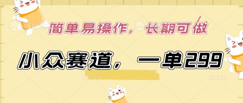 小众赛道，一单299.简单易操作，长期可做-KJ分享