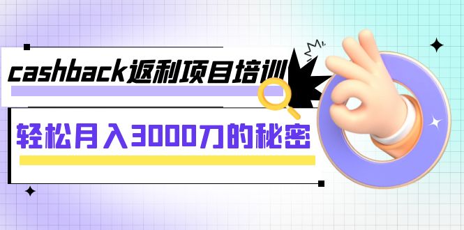 cashback返利项目培训:轻松月入3000刀的秘密(8节课)-KJ分享