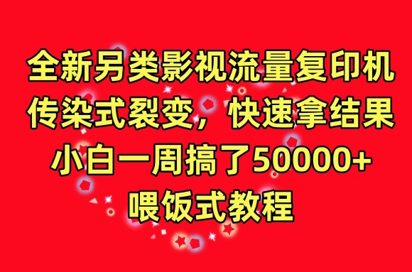 全新另类影视流量复印机，传染式裂变，快速拿结果，小白一周搞了50000+，喂饭式教程-KJ分享