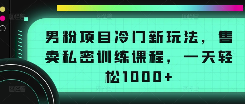男粉项目冷门新玩法，售卖私密训练课程，一天轻松1000+-KJ分享