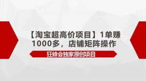 【淘宝超高价项目】1单赚1000多，店铺矩阵操作-KJ分享