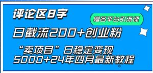 抖音评论区8字日截流200+创业粉 “卖项目”日稳定变现5000+-KJ分享
