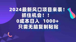 2024最新风口项目来袭，抓住机会，0成本一部手机日入1000+，只需无脑复…-KJ分享