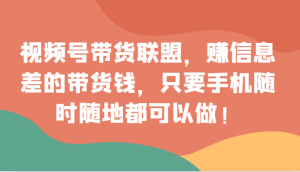 视频号带货联盟，赚信息差的带货钱，只需手机随时随地都可以做！-KJ分享