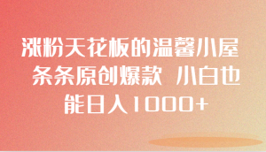 涨粉天花板的温馨小屋 条条原创爆款 小白也能日入1000+-KJ分享