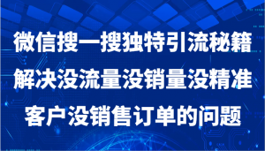 微信搜一搜暴力引流，解决没流量没销量没精准客户没销售订单的问题-KJ分享