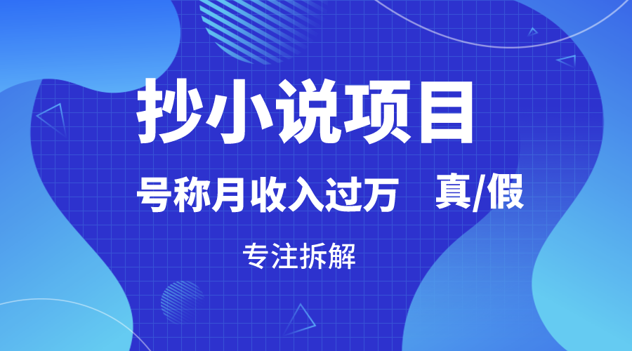 抄小说项目，号称月入过万，到底是否真实，能不能做，详细拆解-KJ分享