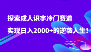 探索成人识字冷门赛道，实现日入2000+的逆袭人生！-KJ分享