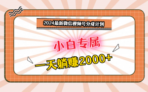 2024最新微信视频号分成计划，对新人友好，一天躺赚2000+-KJ分享